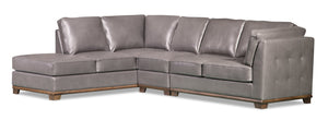 Oakdale 3-Piece Leather-Look Fabric Left-Facing Sectional - Grey
