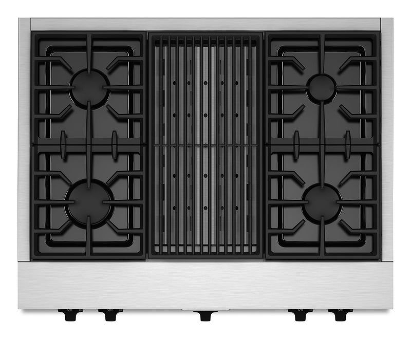 KitchenAid 36\" Commercial-Style Gas Cook top with Grill – KGCU462VSS