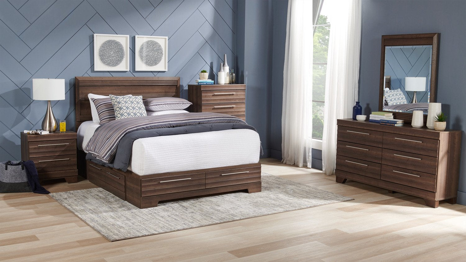 Olivia Platform Storage Bed with Headboard & Frame, Made in