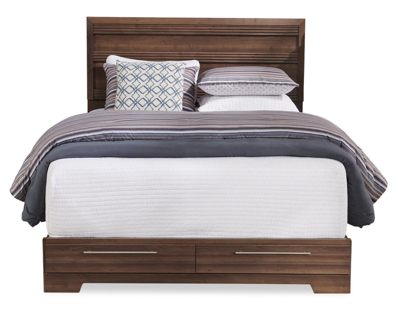 Olivia Platform Storage Bed with Headboard & Frame, Made in Canada, Grey - Queen Size