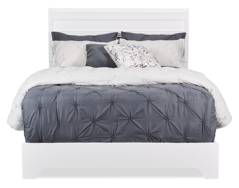 Olivia Panel Bed with Headboard & Frame, Made in Canada, White - Queen Size