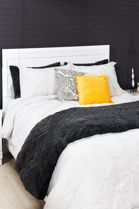Olivia Panel Bed with Headboard & Frame, Made in Canada, White - Queen Size