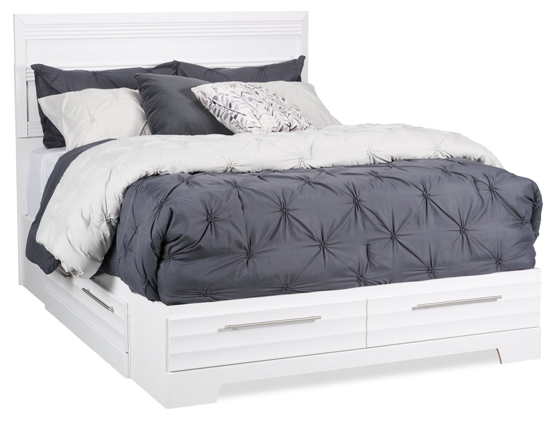 Olivia 6pc Bedroom Set with Storage Bed, Dresser, Mirror & Nightstand, Made in Canada, White - Full Size