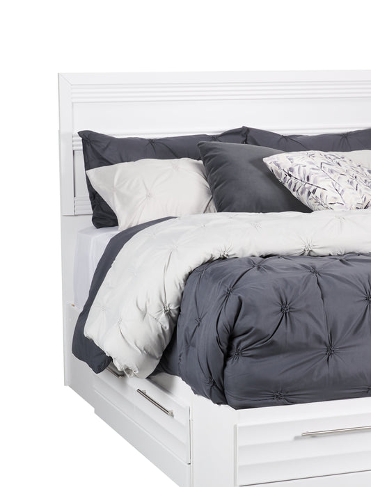 Olivia Platform Storage Bed with Headboard & Frame, Made in Canada, White - Full Size