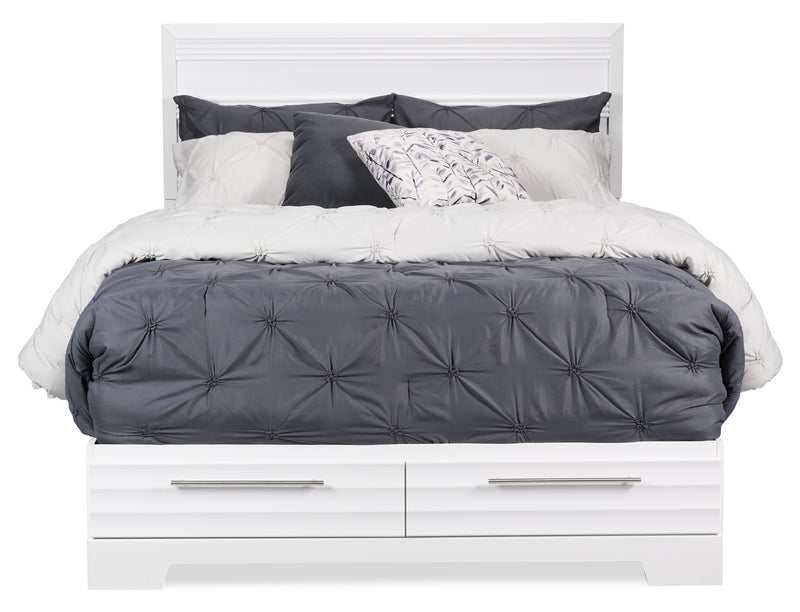 Olivia 6pc Bedroom Set with Storage Bed, Dresser, Mirror & Nightstand, Made in Canada, White - Full Size