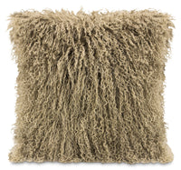 Mongolian Sheepskin Accent Pillow – Beige