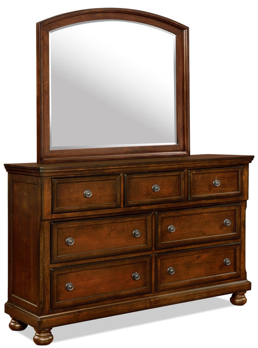 Chelsea 5pc Bedroom Set with Storage Bed, Dresser & Mirror, Cherry Brown - Queen Size