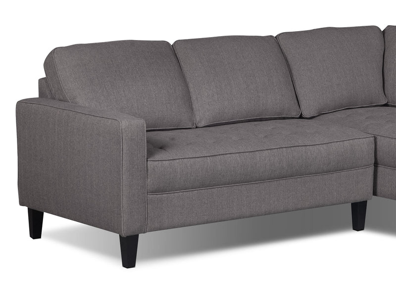 Paris 2-Piece Linen-Look Fabric Right-Facing Sectional - Granite