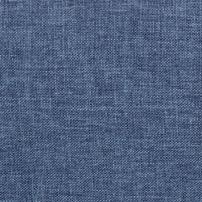 Page Upholstered Bed in Blue Linen-Look Fabric, Button Tufted - Queen Size