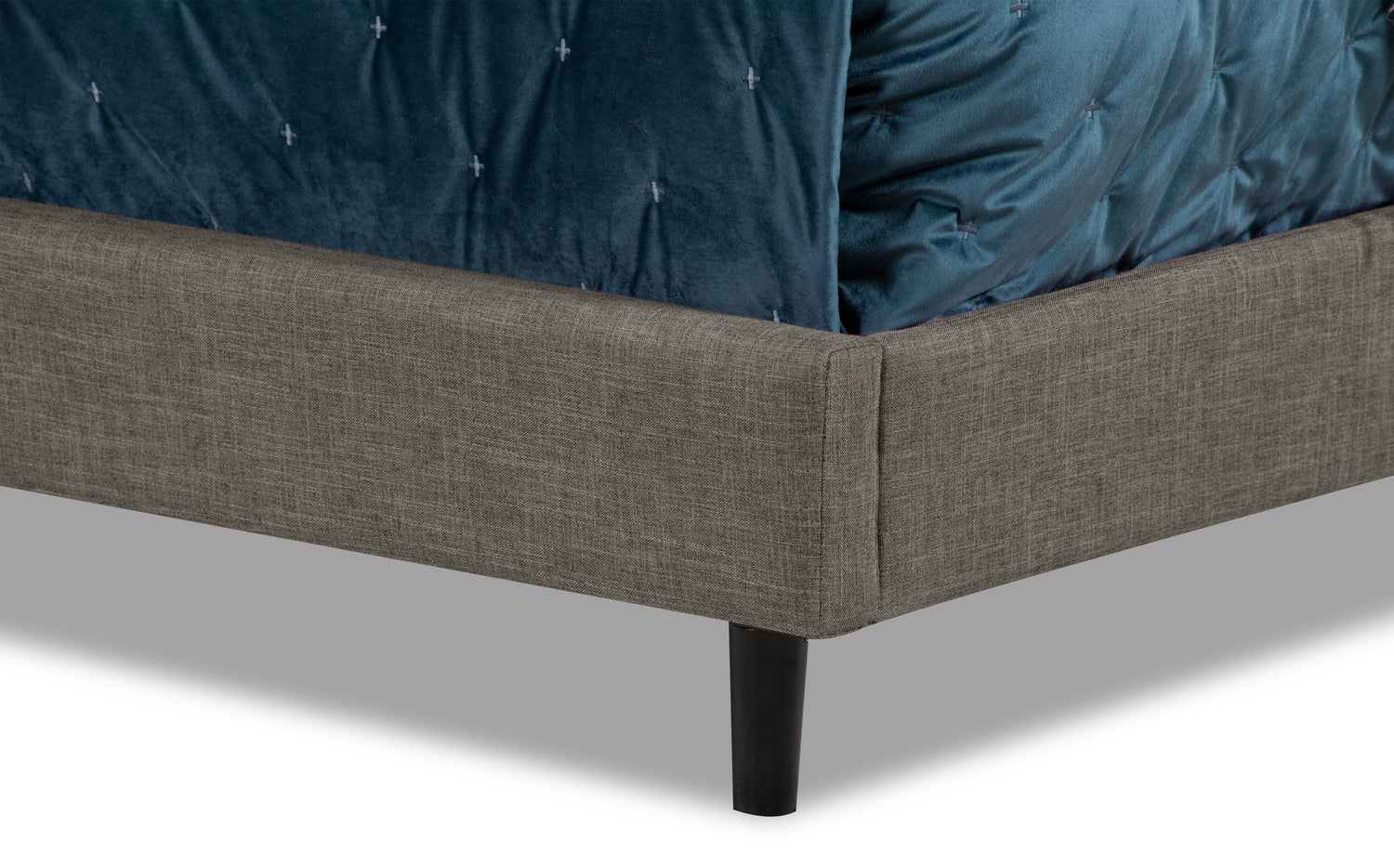 Paseo Upholstered Platform Bed in Grey Fabric King Size The Brick