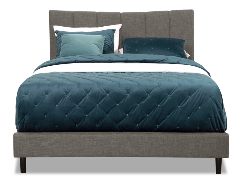 Paseo Upholstered Platform Bed in Grey Fabric - Queen Size