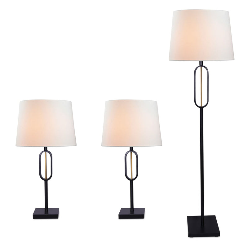 Patsy Matte Black with Brushed Gold Accent 3-Piece Set, Floor and T ...