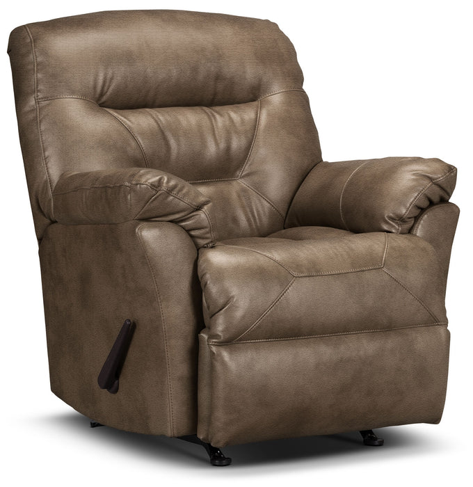 Recliner 4579 Leather-Look Fabric Rocker Recliner - Tobacco