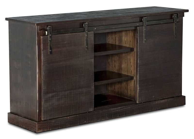 Tortosa 65” TV Stand with Barn Doors – Charred Oak