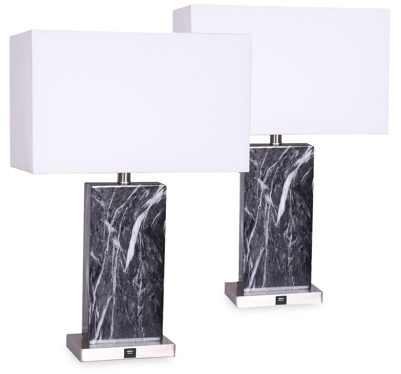 Pearl 2Piece Table Lamp Set with USB Port The Brick
