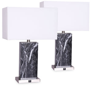 Pearl 2-Piece Table Lamp Set with USB Port