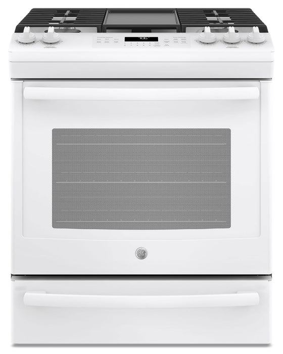 GE 5.6 Cu. Ft. Slide-In Convection Gas Range – JCGS760DELWW