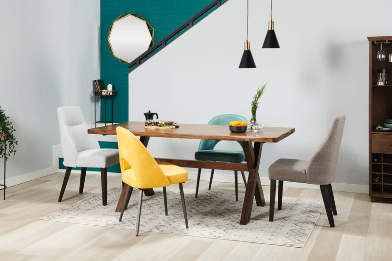 Plum Dining Table, Wood, Live-Edge Look, 70.75\"W- Nutmeg Brown