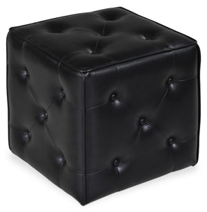 Talbott Faux Leather Ottoman - Black|Pouf Talbott en similicuir - noir|TALBKOTT