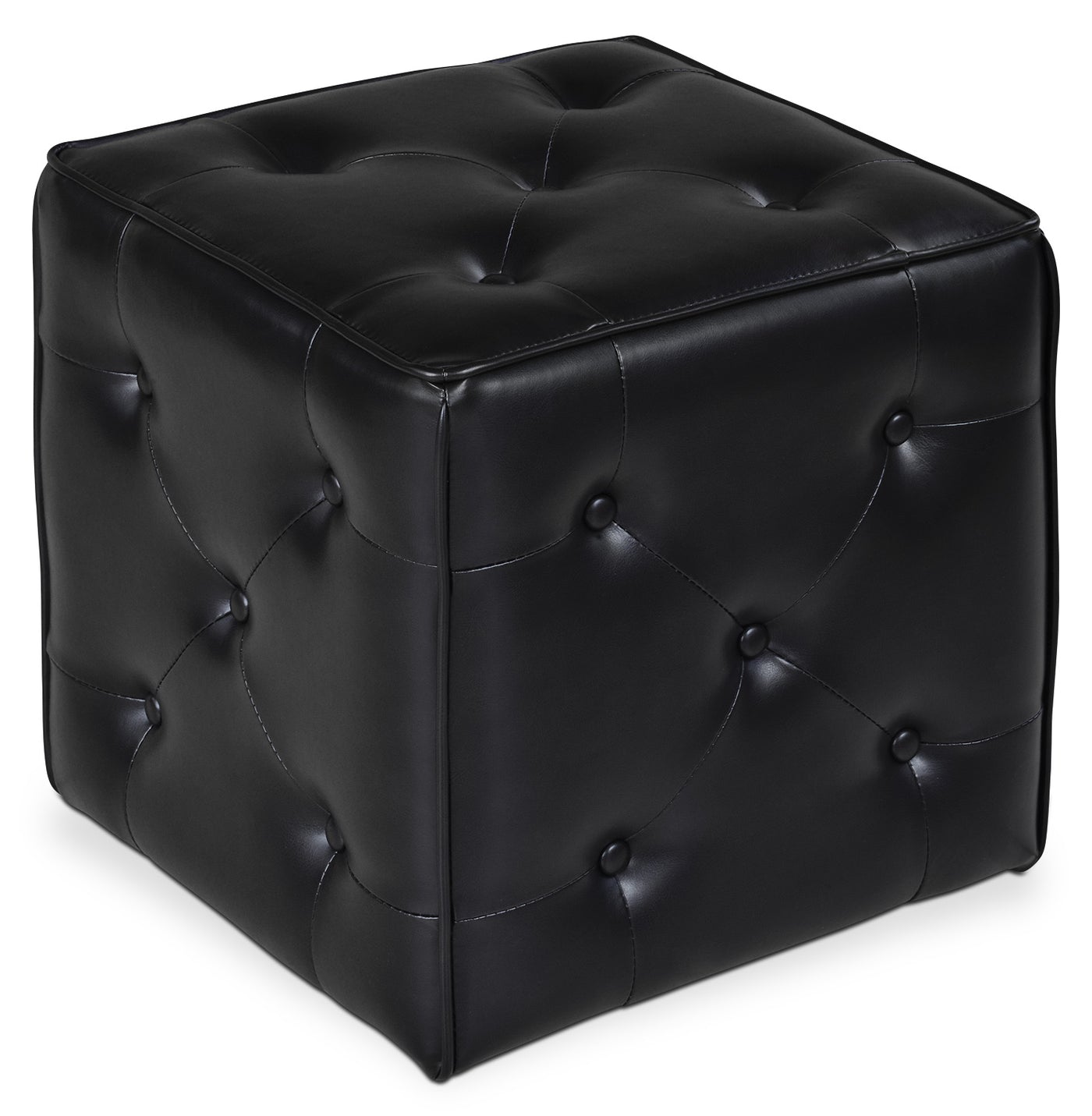 Black leather shop square ottoman