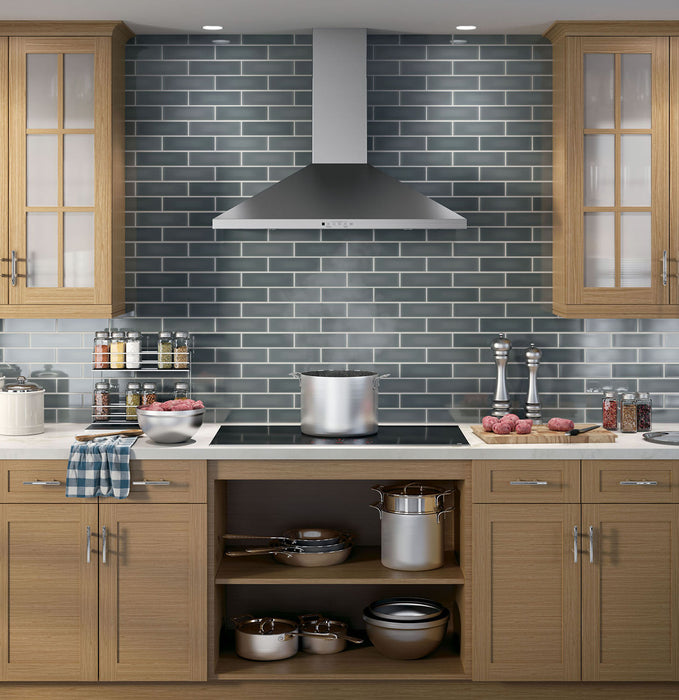 GE 36\" Wall-Mount Pyramid Chimney Range Hood – JVW5361SJSSC