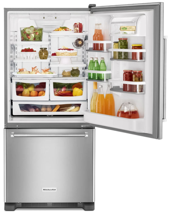 KitchenAid 19 Cu. Ft. Bottom-Mount Refrigerator – KRBR109ESS
