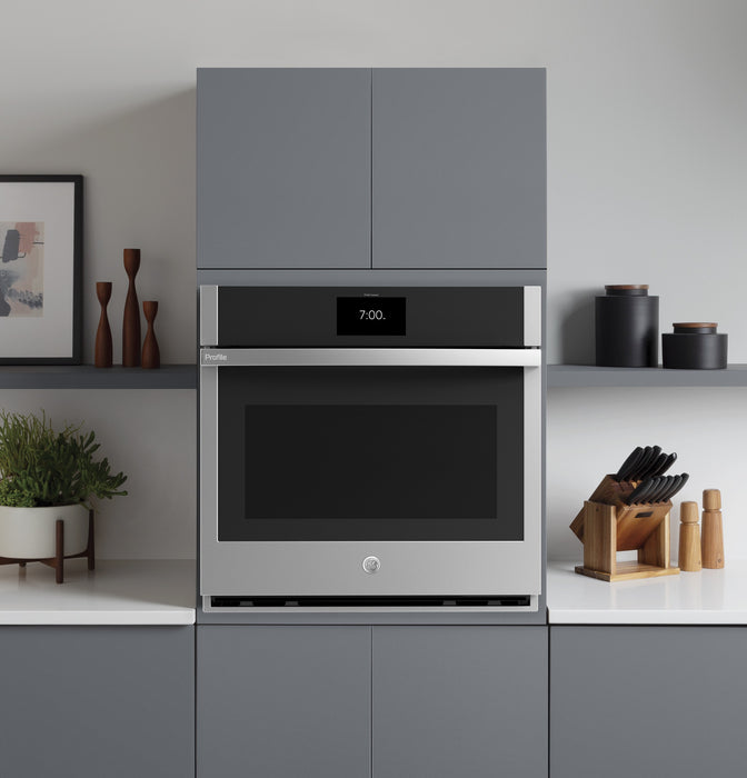Profile 30\" 5 Cu. Ft. Electric Wall Oven with True European Convection with Direct Air - Stainless - PTS9000SNSS