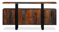 Bowery Dining Server with Storage & Shelf, Sheesham Wood, Metal, 69
