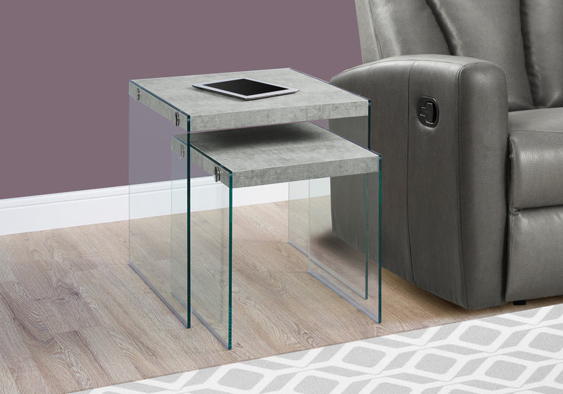 Yonah 2-Piece Nesting End Table – Cement Grey