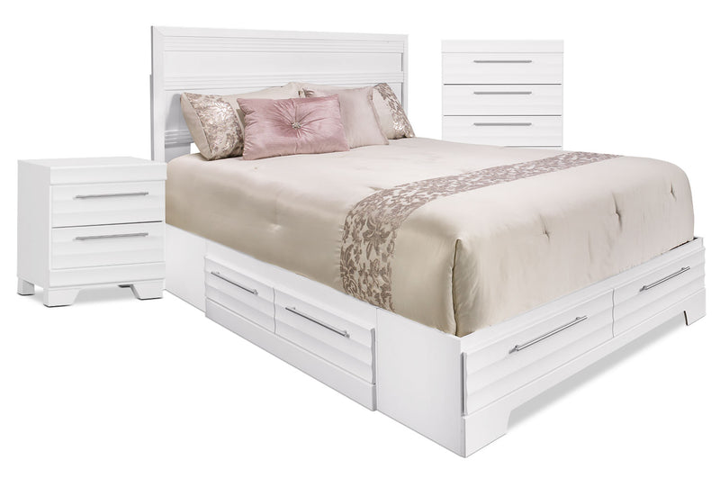 Olivia 5-Piece Full Storage Bedroom Package with Chest and Nightstand – White