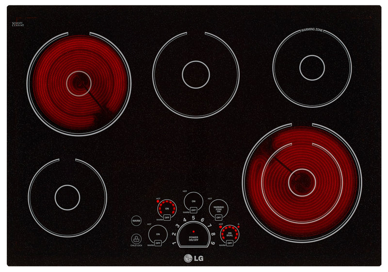 LG 30" 5Element Electric Cooktop Black Ceramic Glass LCE3010SB