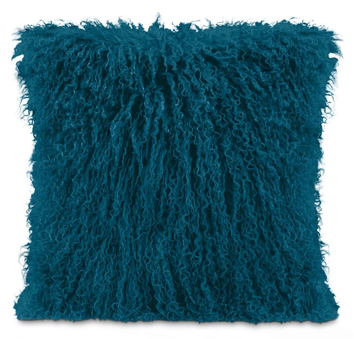 Mongolian Sheepskin Accent Pillow – Teal
