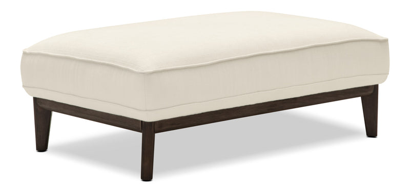 Gena Linen-Look Fabric Ottoman – Cotton - Modern style Ottoman in Cream