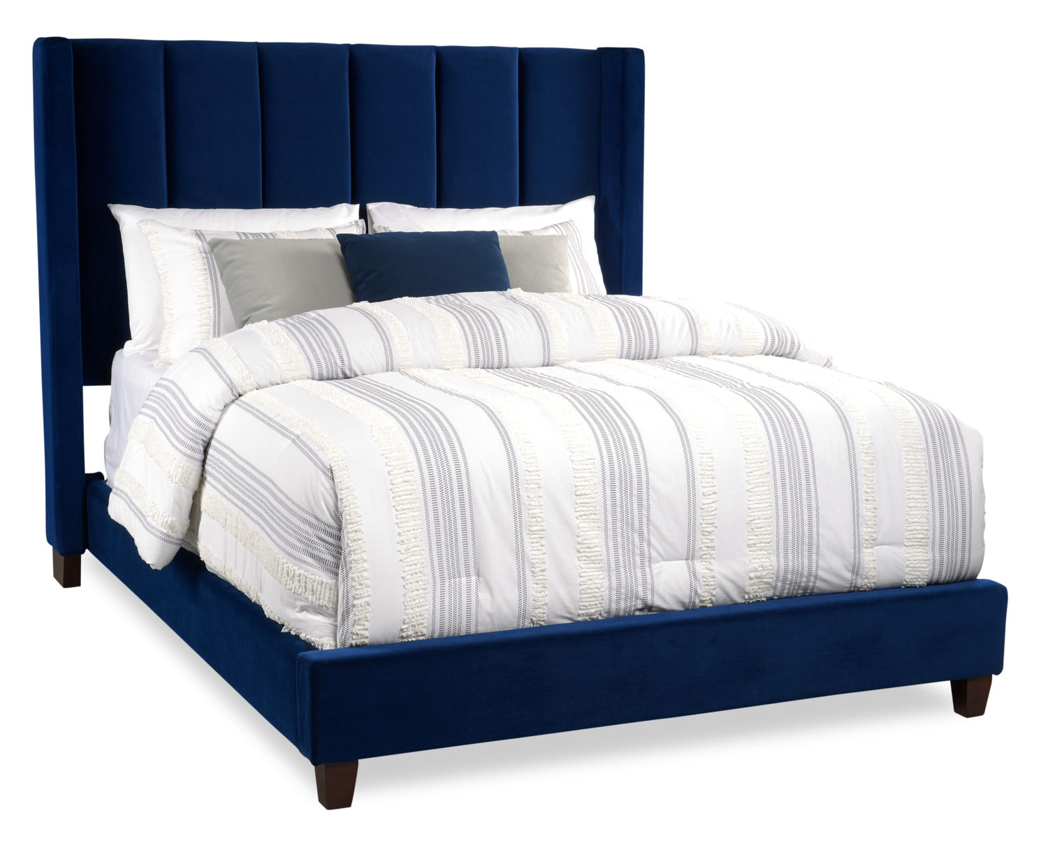 Blue plush velvet bed discount