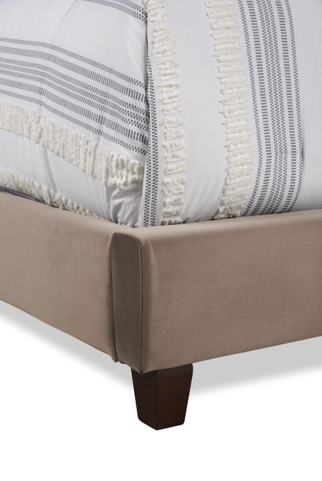 Reid Upholstered Wingback Bed in Grey Velvet Fabric, Tufted - Queen Size