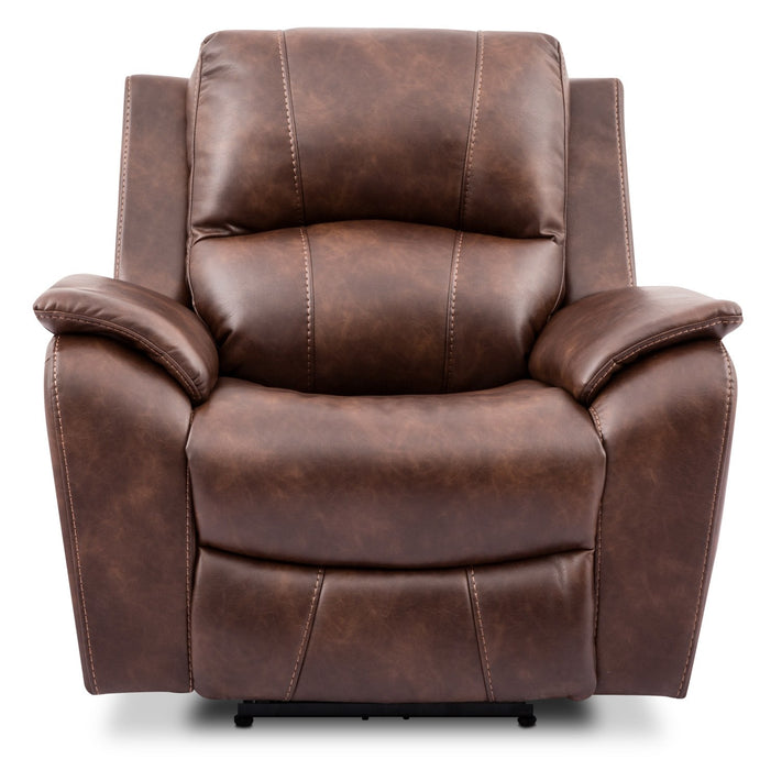 Kory Leather-Look Fabric Reclining Chair – Pecan