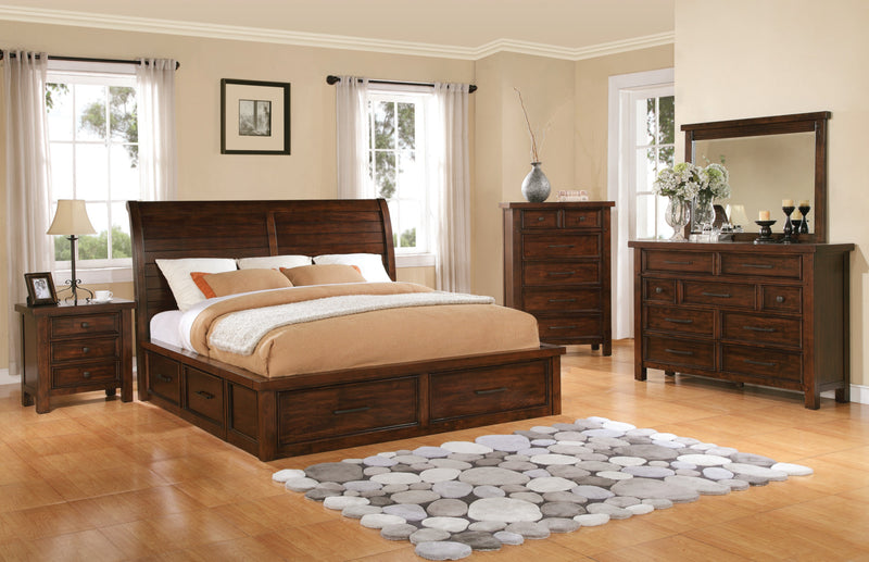 Sonoma 5-Piece Queen Storage Bedroom Package with Chest and Nightstand – Dark Brown