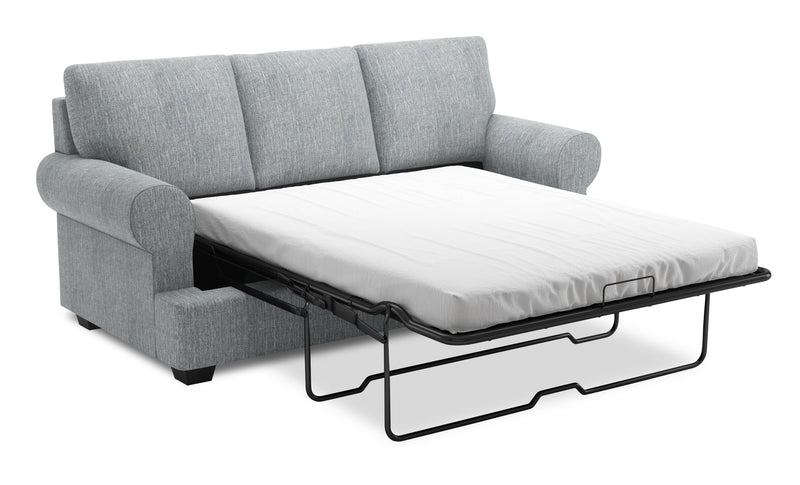 Made in Canada Customizable Sofa Lab Roll 86\" Linen-Look Fabric Sofa Bed with Rolled Arms - Luna Pewter Grey