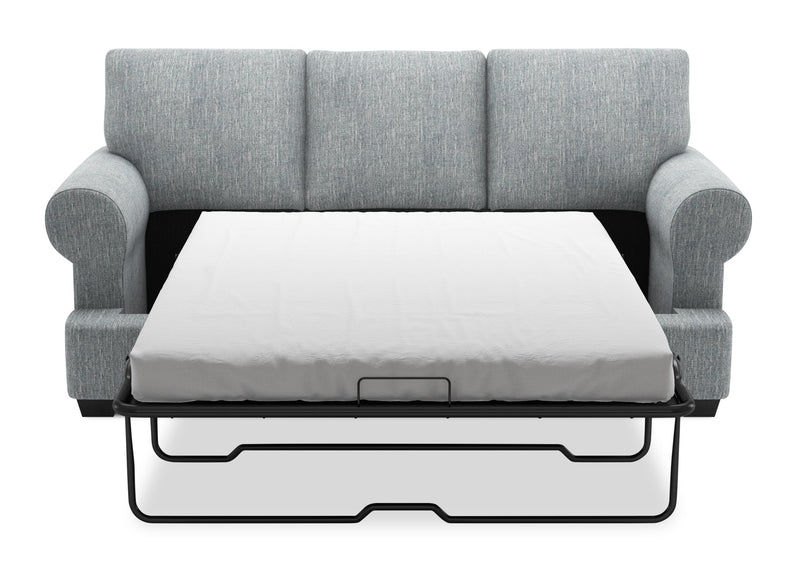 Made in Canada Customizable Sofa Lab Roll 86\" Linen-Look Fabric Sofa Bed with Rolled Arms - Luna Pewter Grey