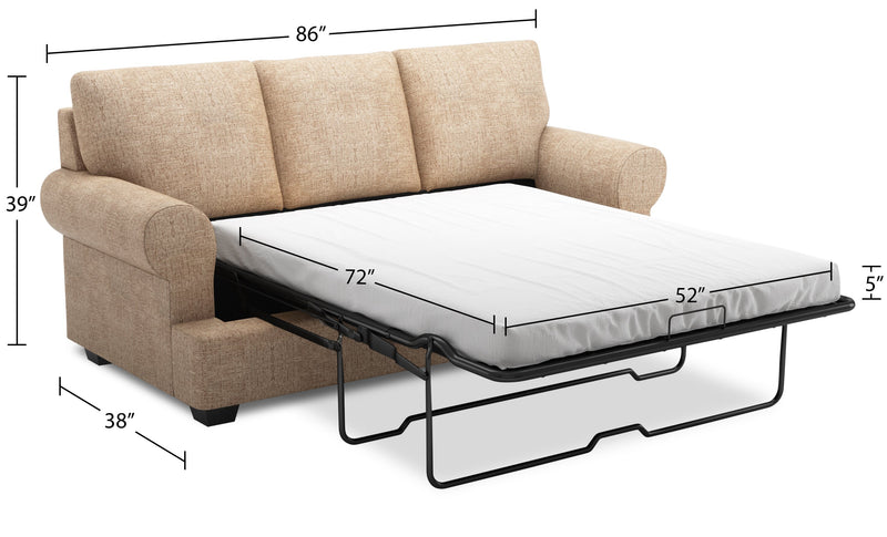 Made in Canada Customizable Sofa Lab Roll 86\" Chenille Fabric Sofa Bed with Rolled Arms - Luxury Taupe