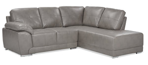 Rocklin 2-Piece Leather-Look Fabric Right-Facing Sectional - Grey 
