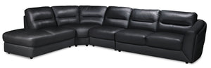Romeo 4-Piece Genuine Leather Left-Facing Sectional - Black