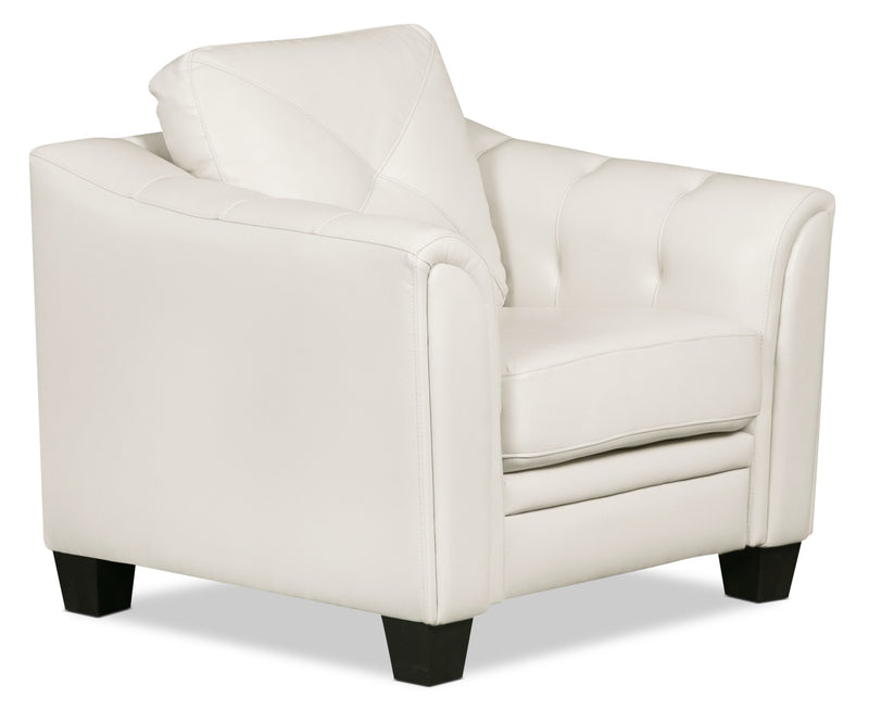 Andi 40\" Leather-Look Fabric Sofa with Button Tufting - Beige