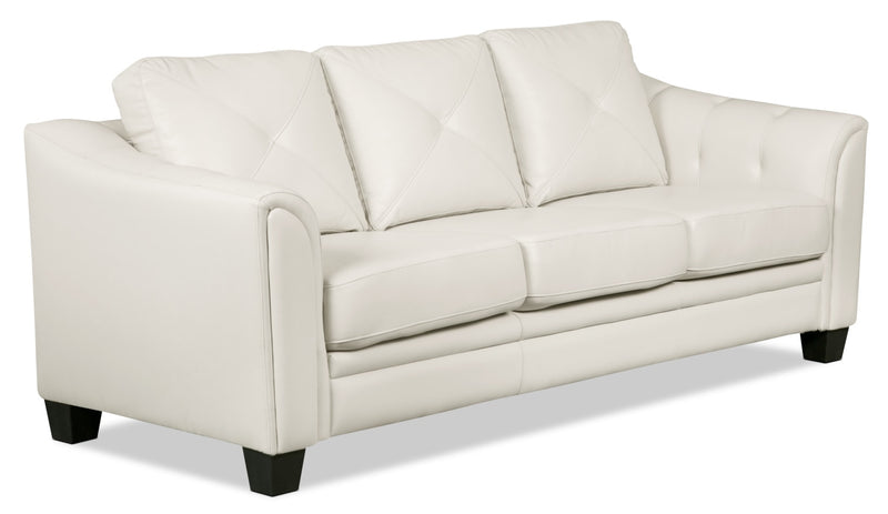 Andi 84\" Leather-Look Fabric Sofa with Button Tufting - Beige