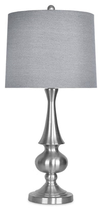 Brushed Nickel Table Lamp with Grey Metallic Shade