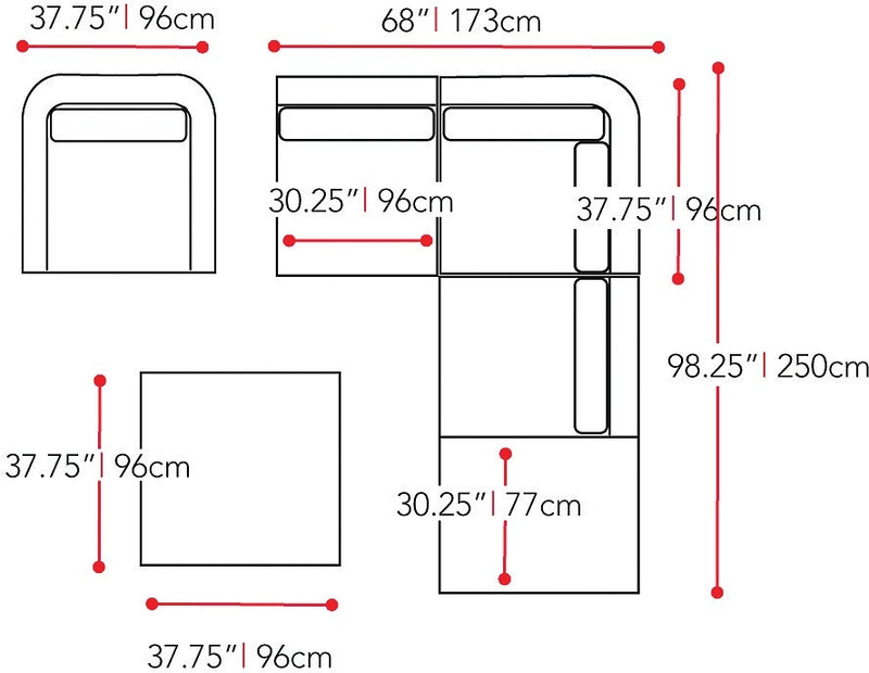 Seattle Sectional, Table and Chair Set