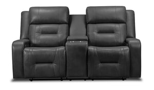Ryker Leath-Aire Power-Reclining Loveseat - Grey | Causeuse à inclinaison électrique Ryker en tissu Leath-Aire - grise | RYKEGYPL
