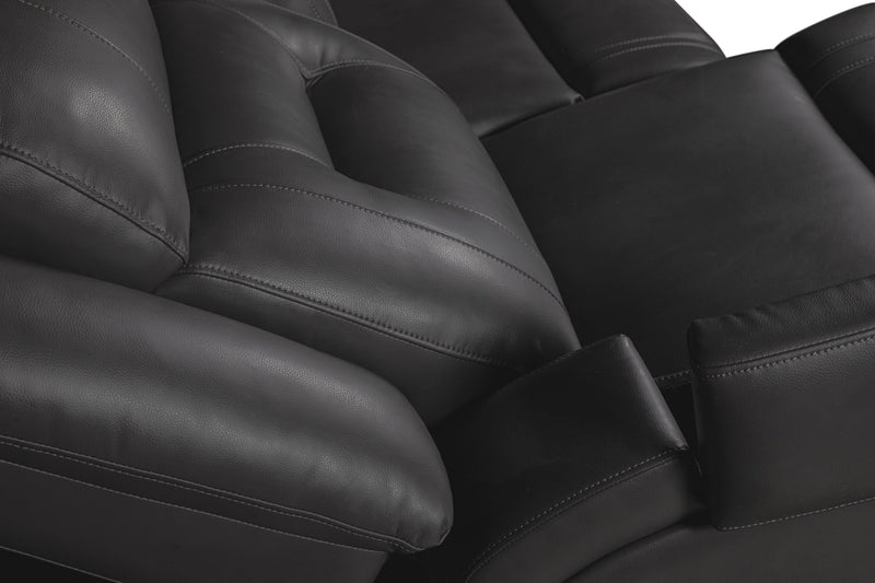 Ryker 82.5\" Faux Leather Power Reclining Sofa with Storage Arms and USB Ports - Grey