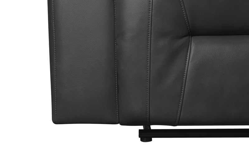 Ryker 82.5\" Faux Leather Power Reclining Sofa with Storage Arms and USB Ports - Grey