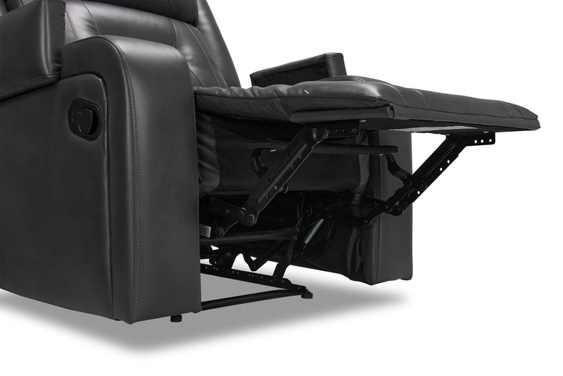Ryker 36.8\" Faux Leather Reclining Chair with Storage Arms - Grey